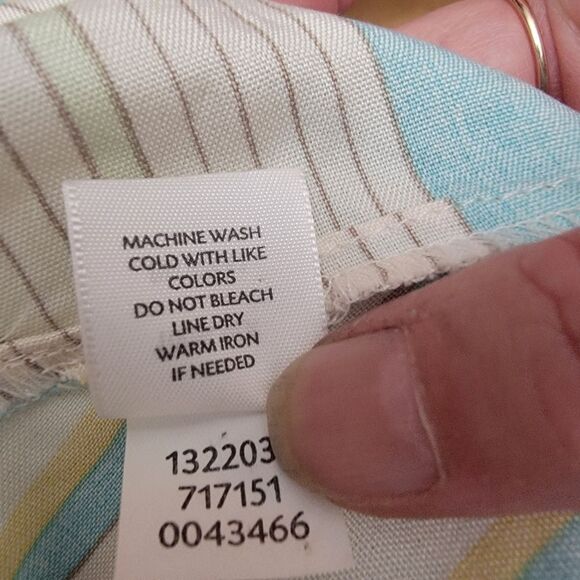 J. Jill 100% Silk Striped Button Up Top. Size L. - Picture 8 of 9